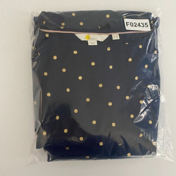 Boden Romaine Tiered Jersey Dress Navy and Gold Polka Dot US Size 2P - Picture 11 of 11
